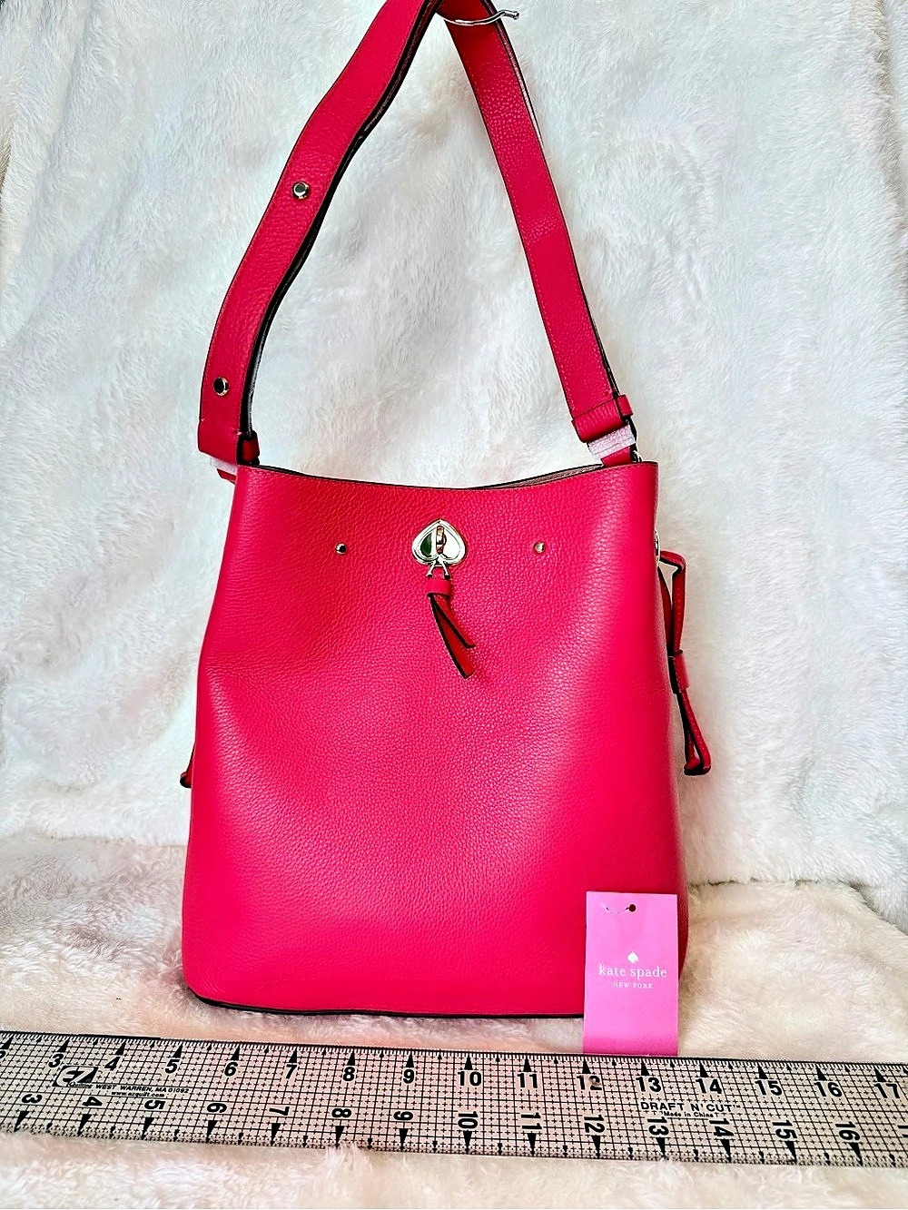 Kate Spade Large Bucket Leather Bucket Bag with Convertible Strap in Dark Waterm